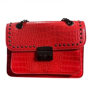 Badgley Mischka Crocodile Embossed Vegan Leather Crossbody with Chain